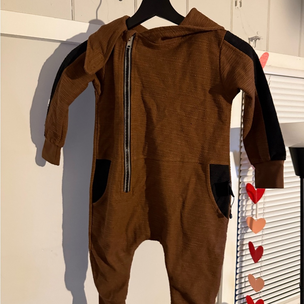 Brown Jumpsuit with Black Accents